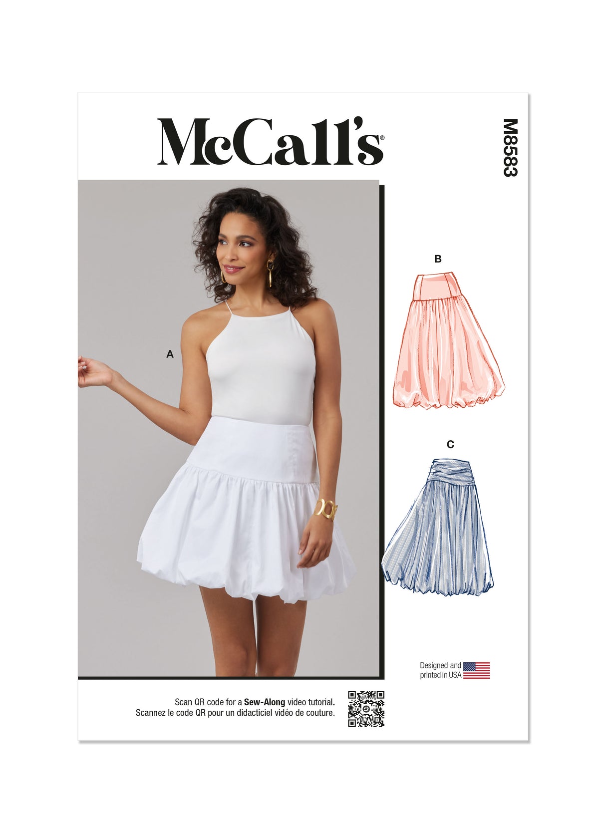 Patron McCall's n°8583 - Jupe doublée évasée à ourlet boule