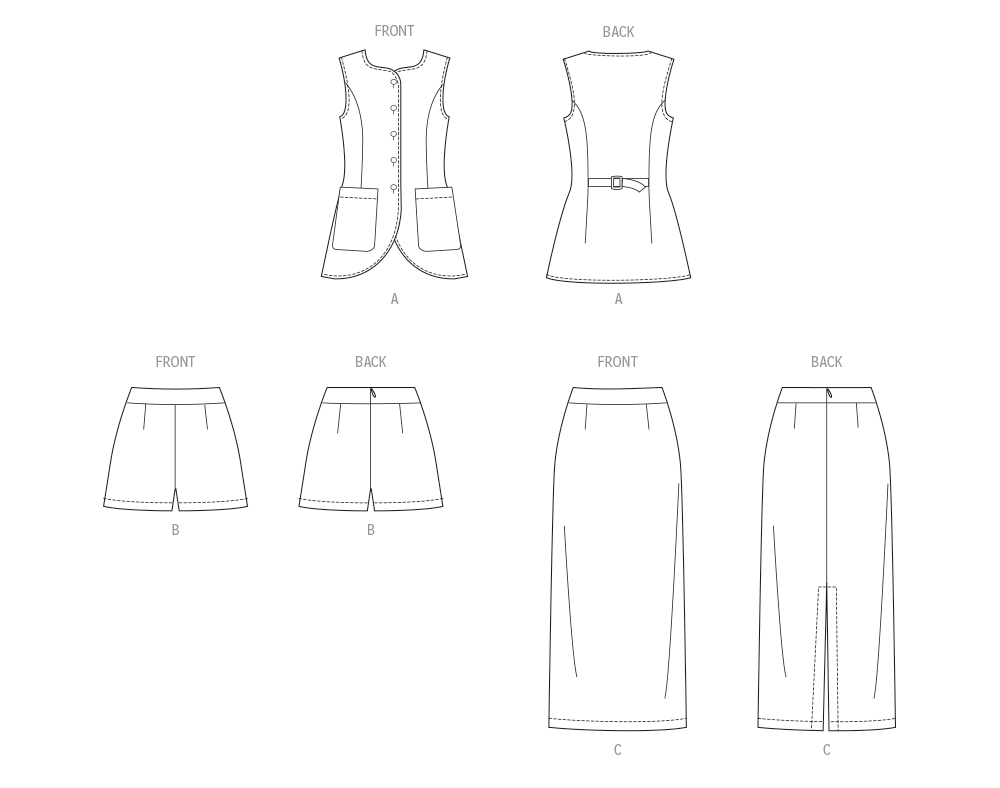 Patron McCall's n°8585 - Top ajusté, short ou jupe coordonnés