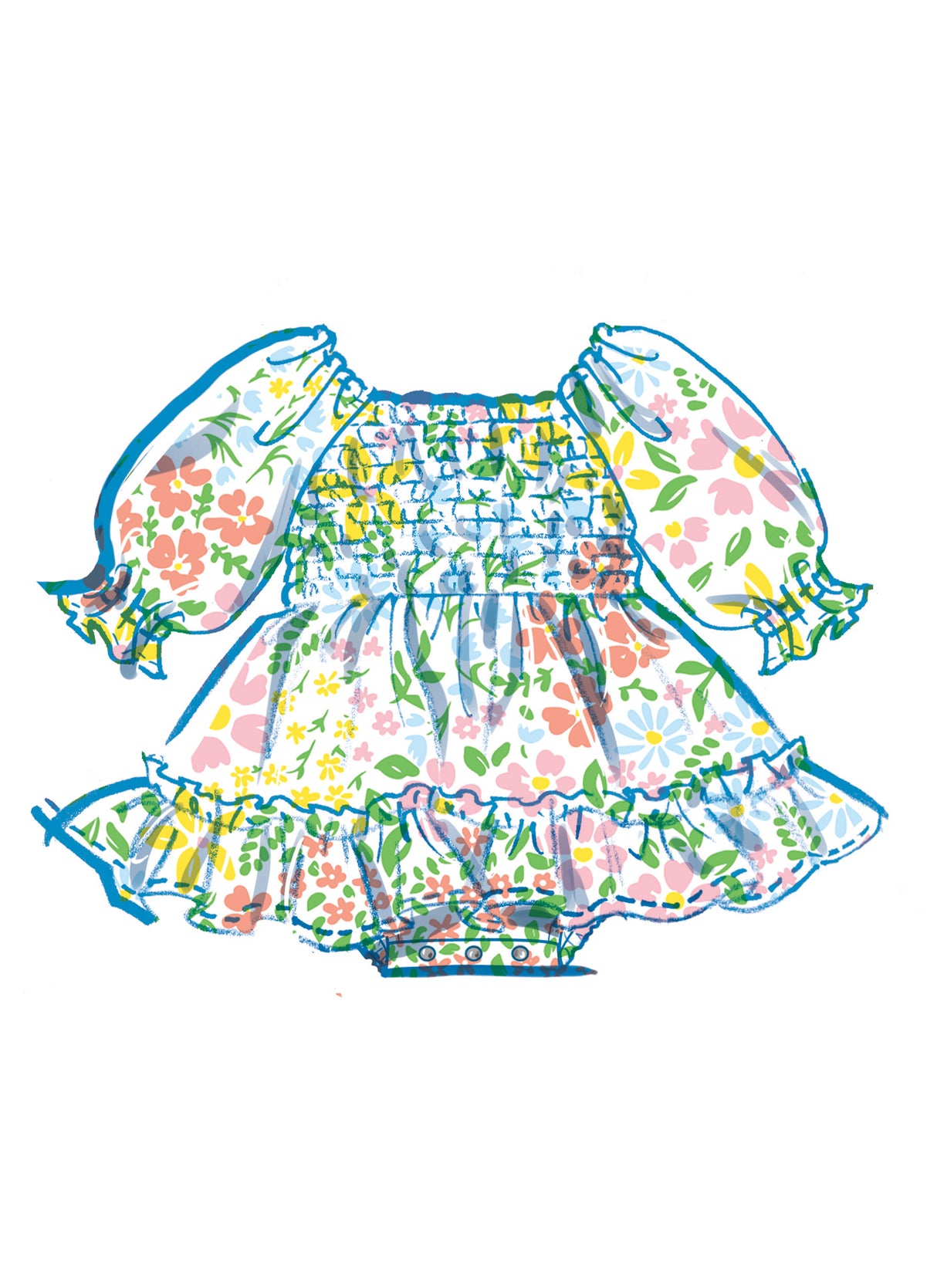 Patron McCall's n°8591 - Romper bébé, robe âgée ou bandeau assorti