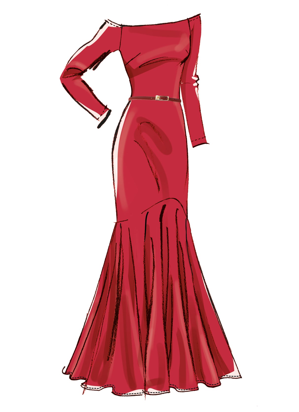 Patron McCall's n°8605 - Robe trompette épaules dégagées