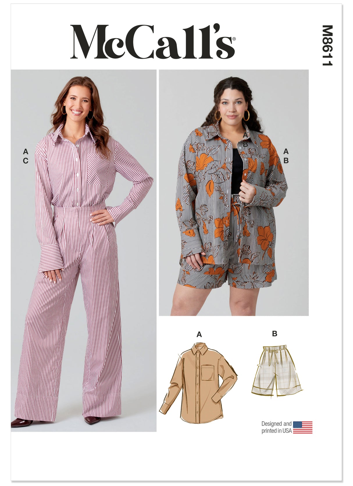 Patron McCall's n°8611 - Chemise boutonnée, short & pantalon coordonnés