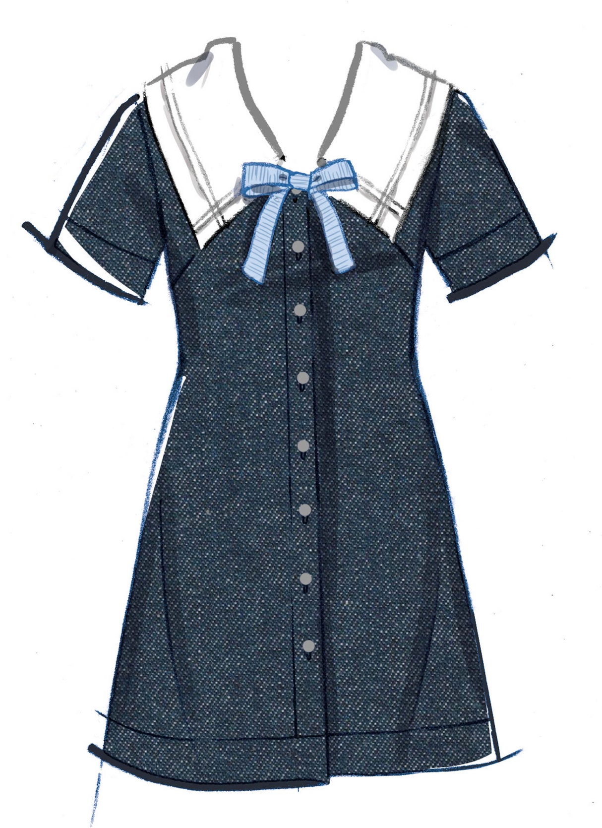 Patron McCall's n°8625 – Robe trapèze à col Claudine
