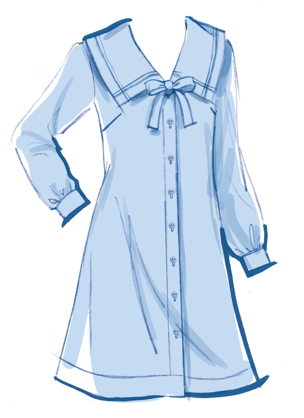 Patron McCall's n°8625 – Robe trapèze à col Claudine