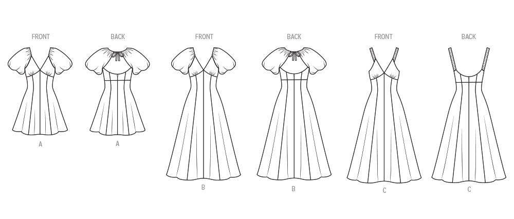 Patron McCall's n°8649 – Robes évasées à décolleté en V