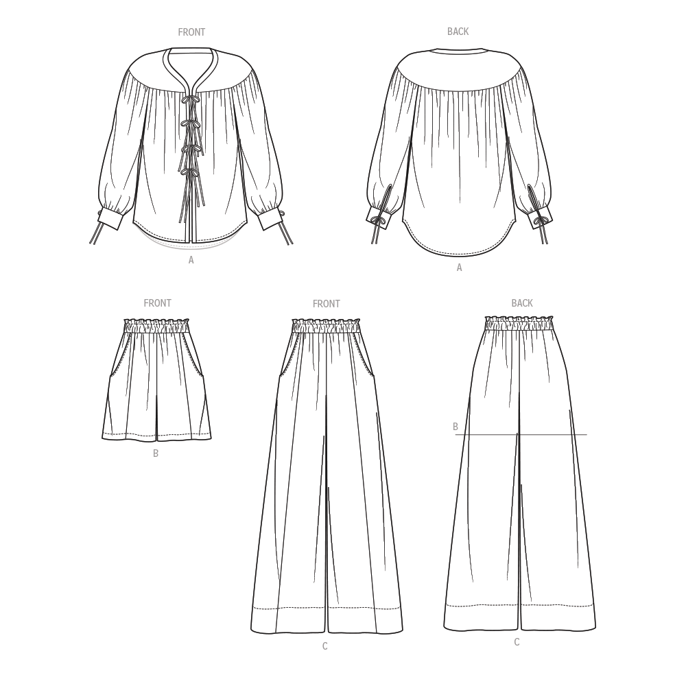 Patron McCall's n°8663 – Chemise ample, pantalon et short