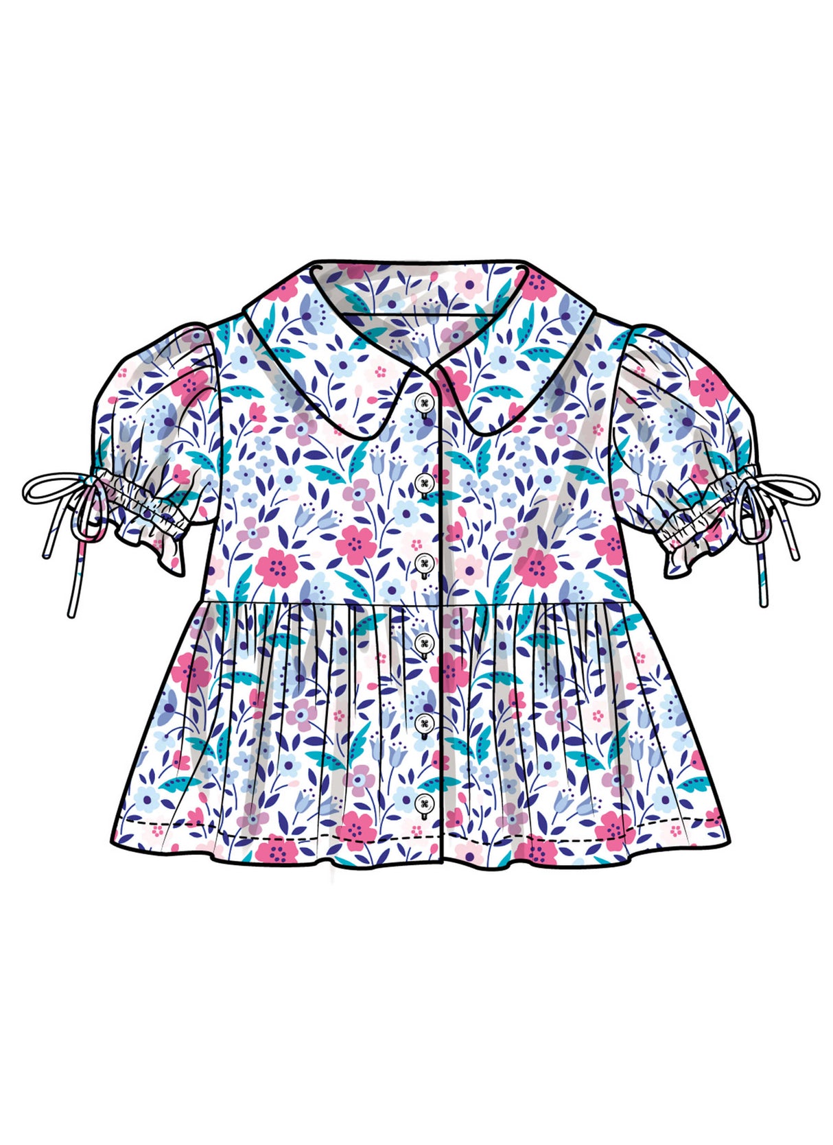 Patron McCall's n°8665 – Chemise à col et pan froncé