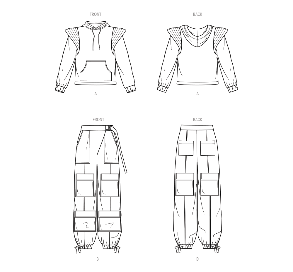 Patron Know Me n°2054 – Sweat à capuche et pantalon cargo pour femmes