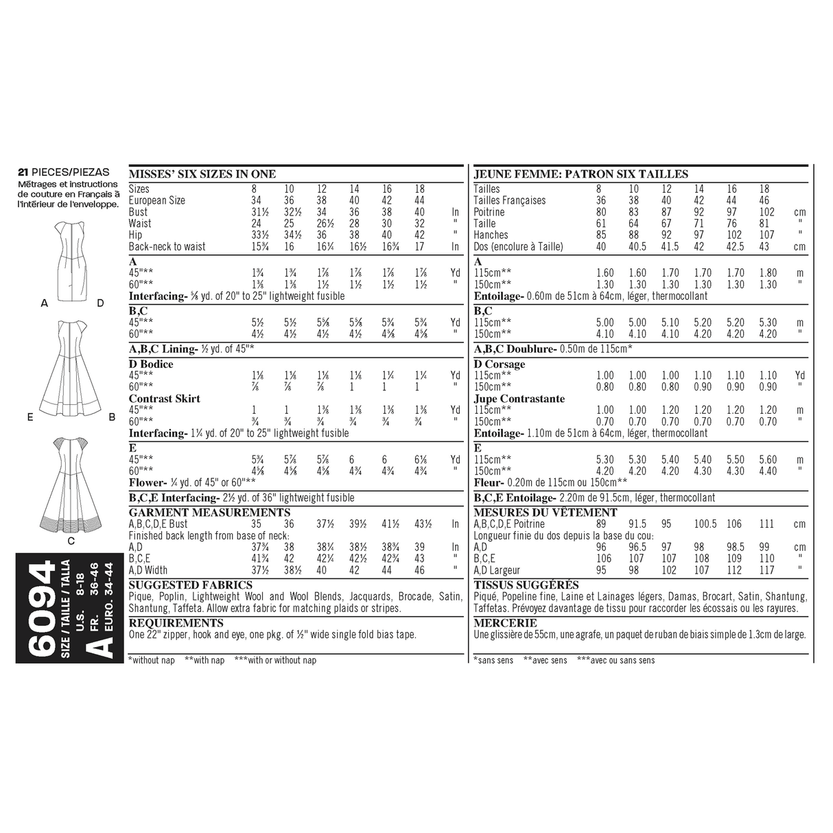 Patron New Look n°6094 - Robe élégante pour femme