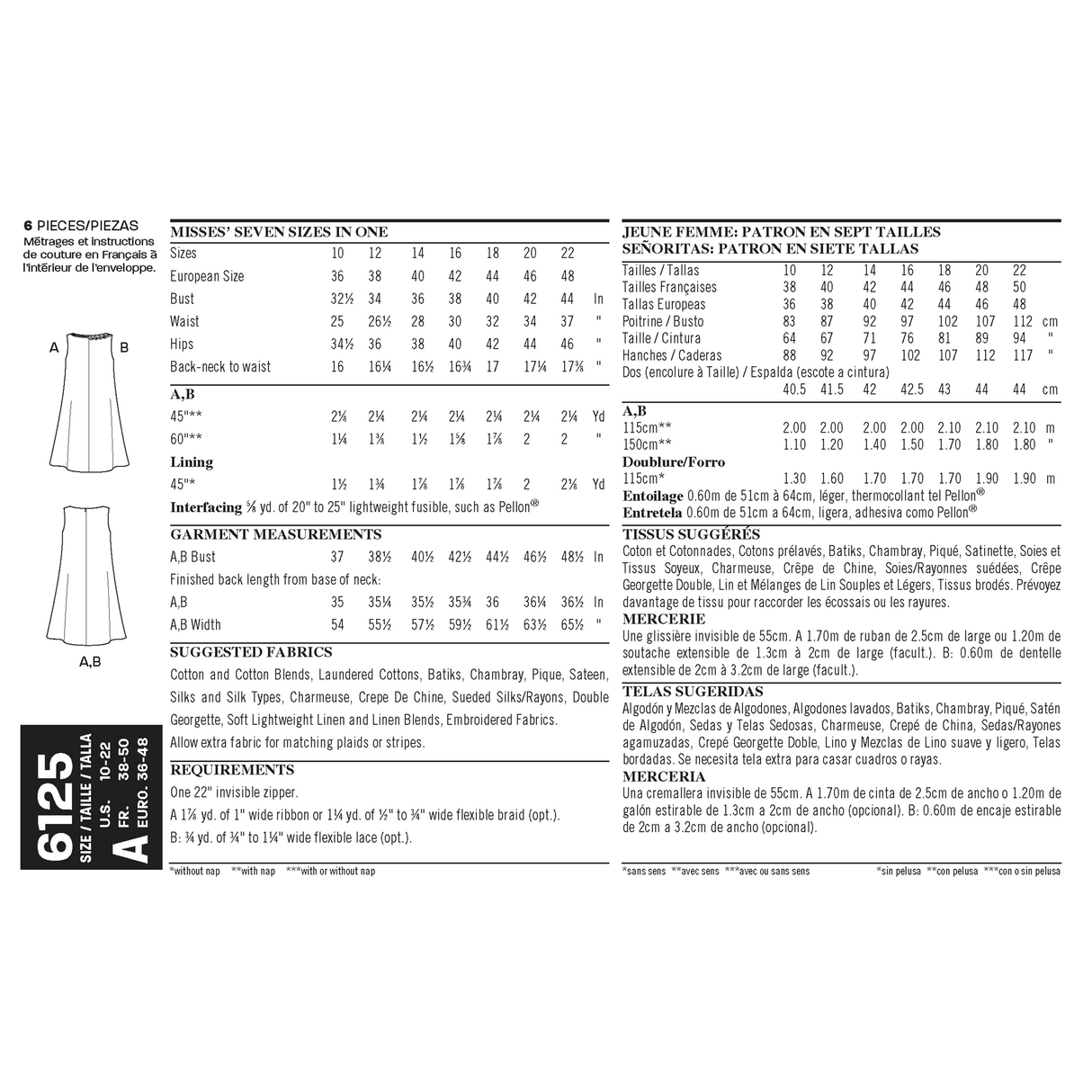 Patron New Look n°6125 - Robe femme