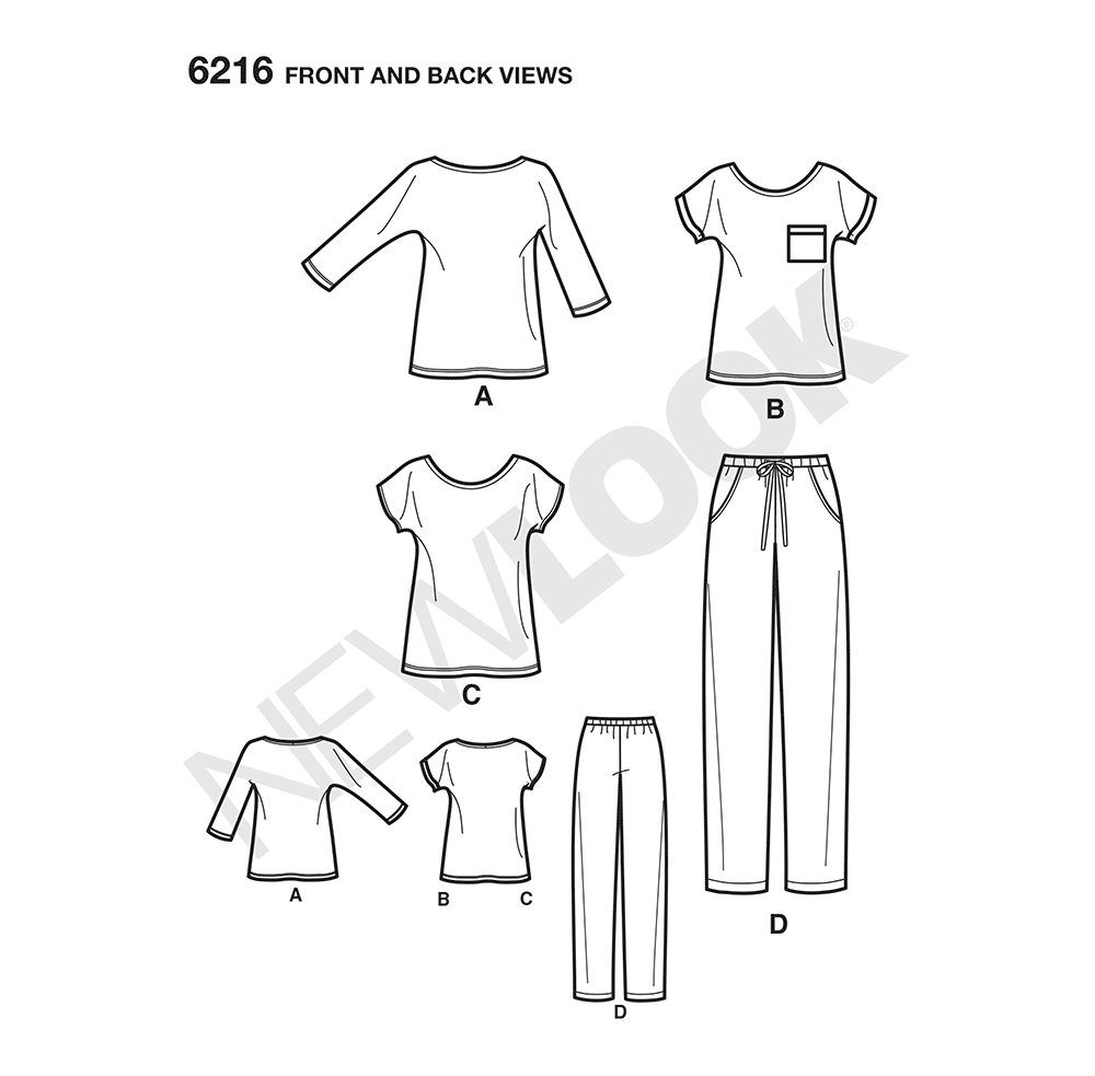 Patron New Look n°6216 - Ensemble femme : tee-shirt et pantalon