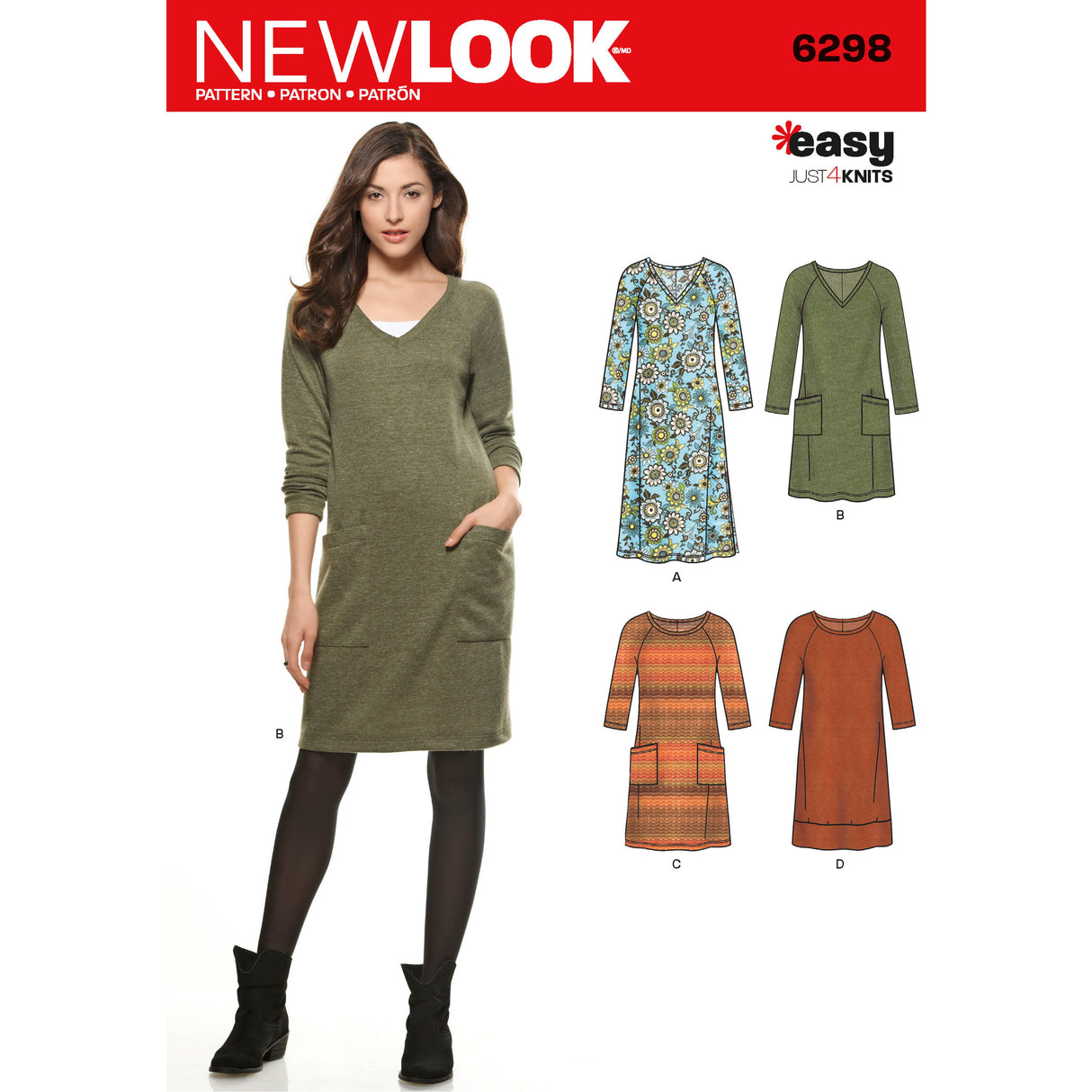 Patron New Look n°6298 – Robe tunique à encolure variée