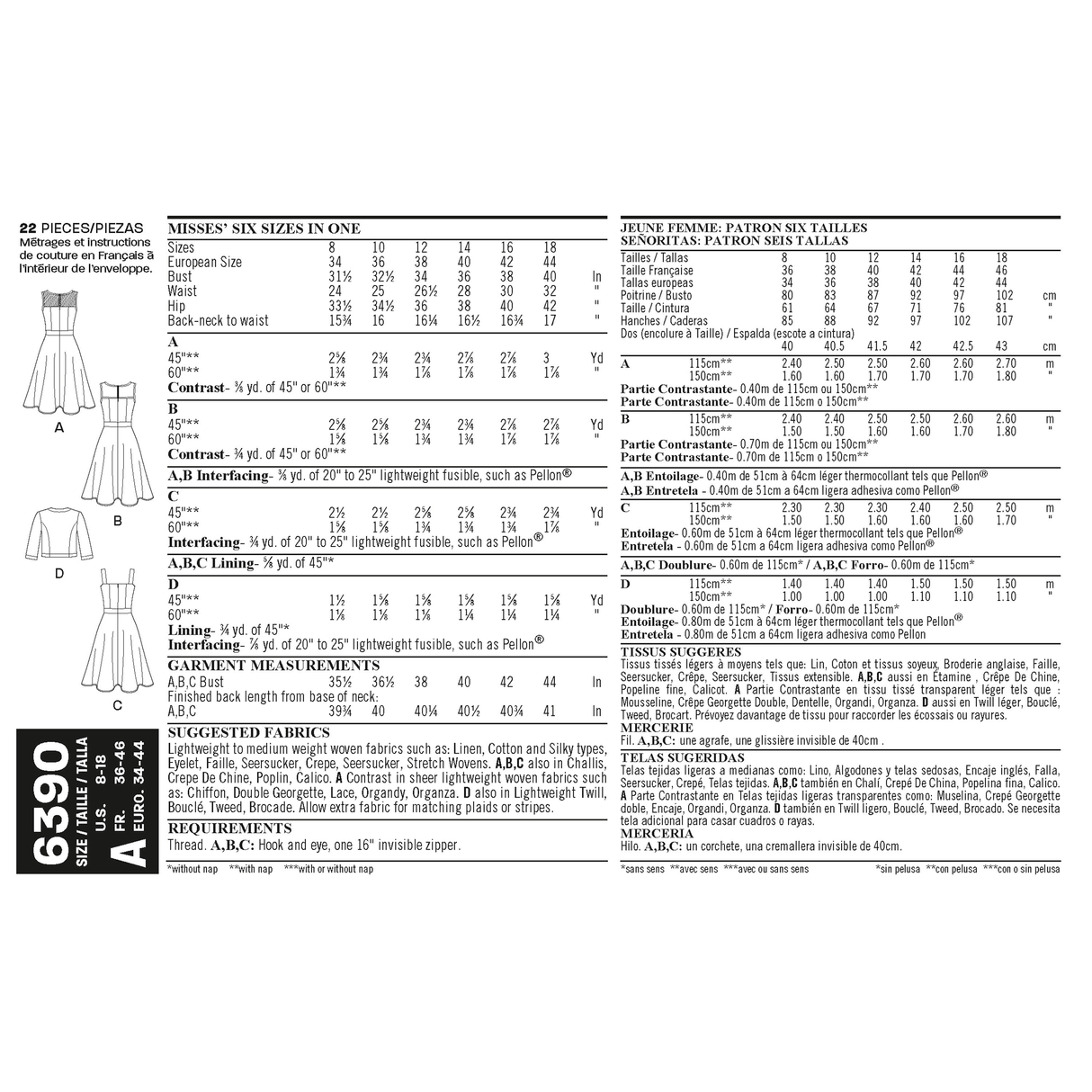 Patron New Look n°6390 – Robe évasée à plis et boléro pour femme