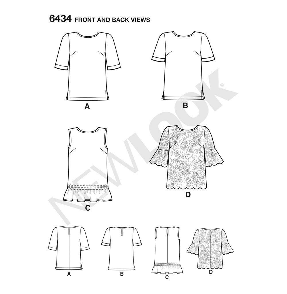 Patron New Look n°6434 – Hauts pour femme