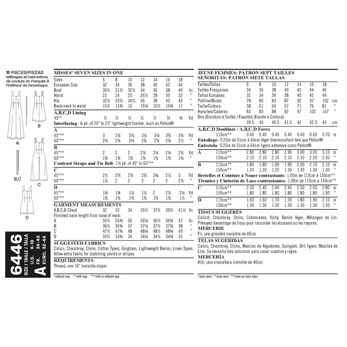 Patron New Look n°6446 – Combinaison et robe pour femme