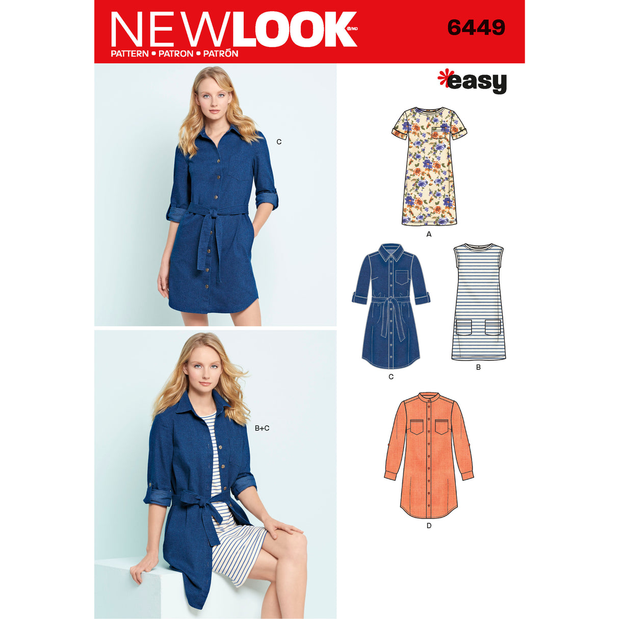 Patron New Look n°6449 – Robe chemise pour femme