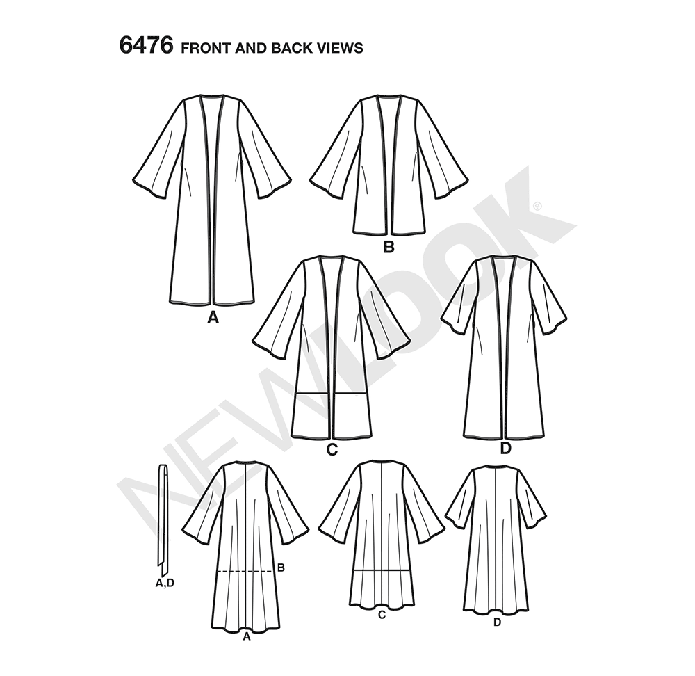 Patron New Look n°6476 – Kimono long pour femme