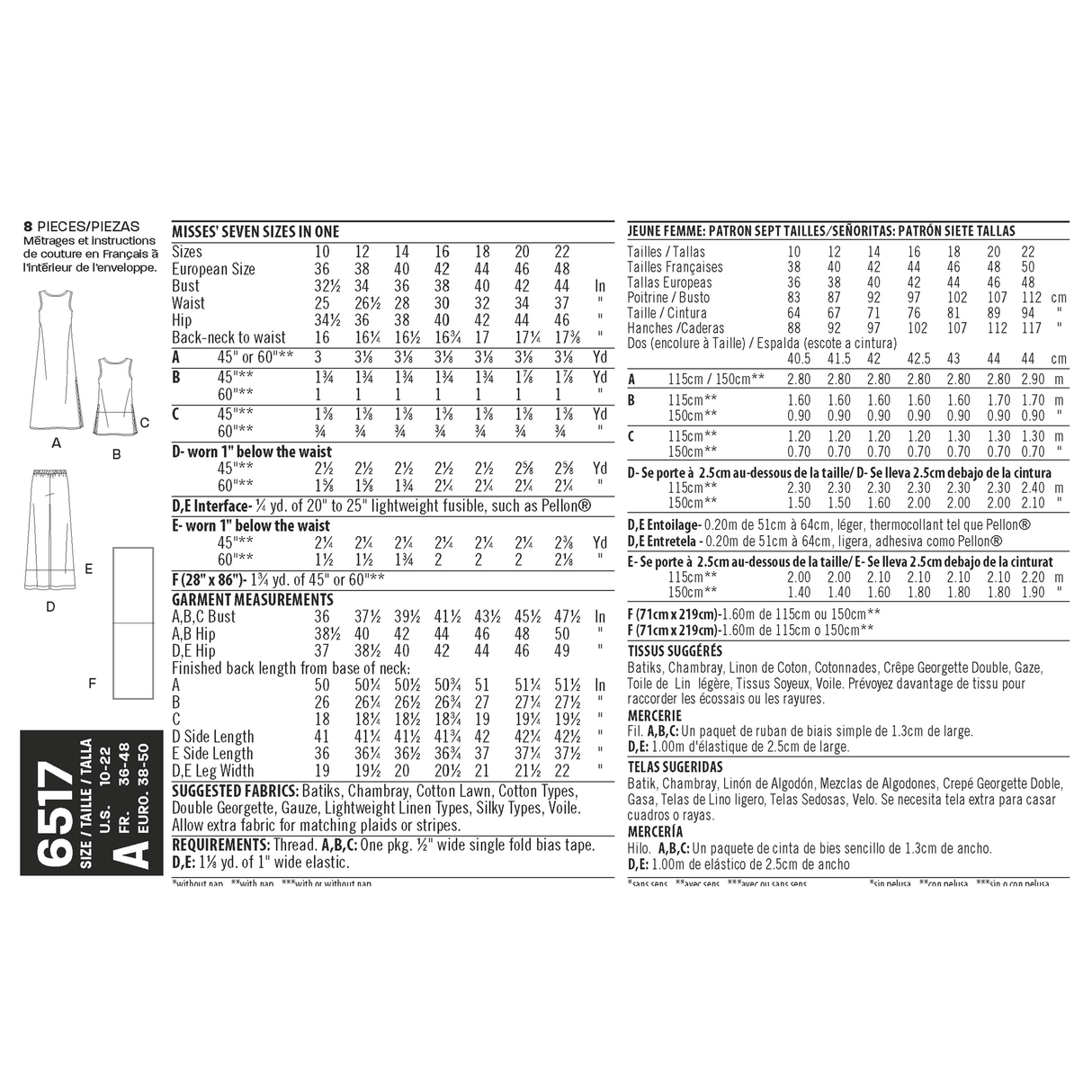 Patron New Look n°6517 – Ensemble féminin polyvalent