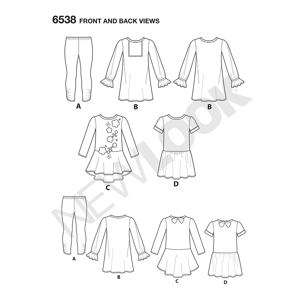 Patron New Look n°6538 – Ensemble robe et legging pour fille