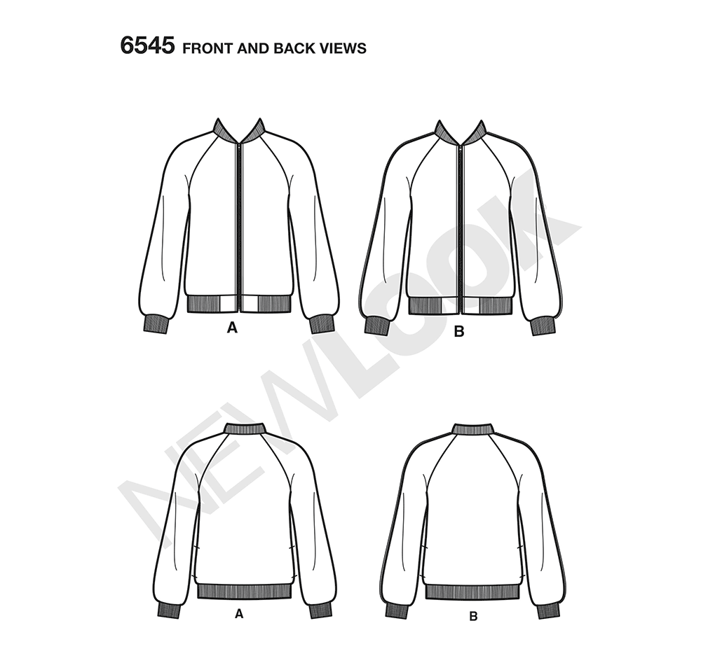 Patron New Look n°6545 - Veste casual zippée