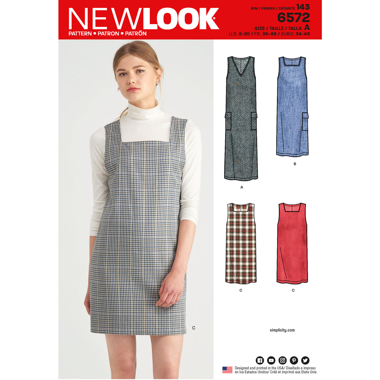 Patron New Look n°6572 – Robe tablier à larges bretelles