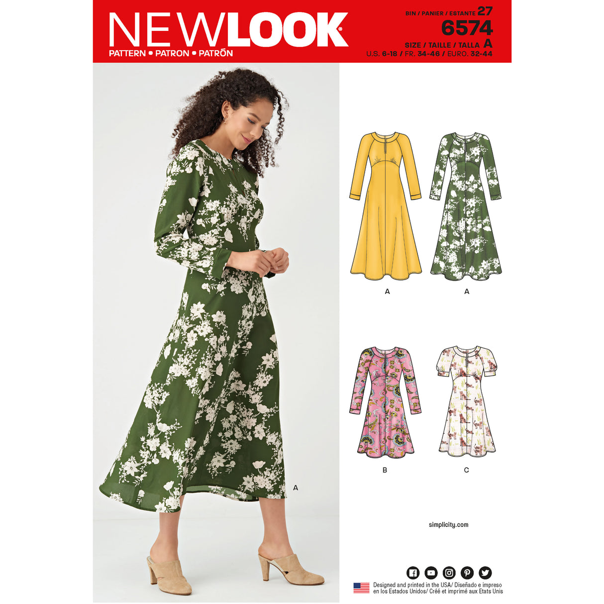 Patron New Look n°6574 – Robe évasée à manches variées