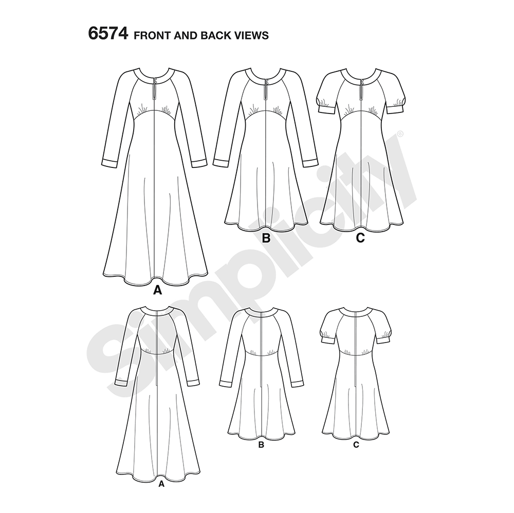 Patron New Look n°6574 – Robe évasée à manches variées