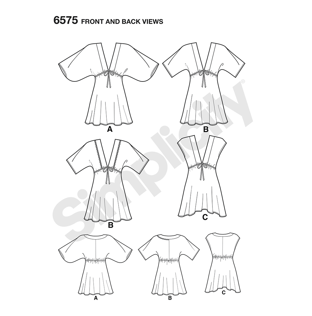 Patron New Look n°6575 – Tunique col V avec variations de manches