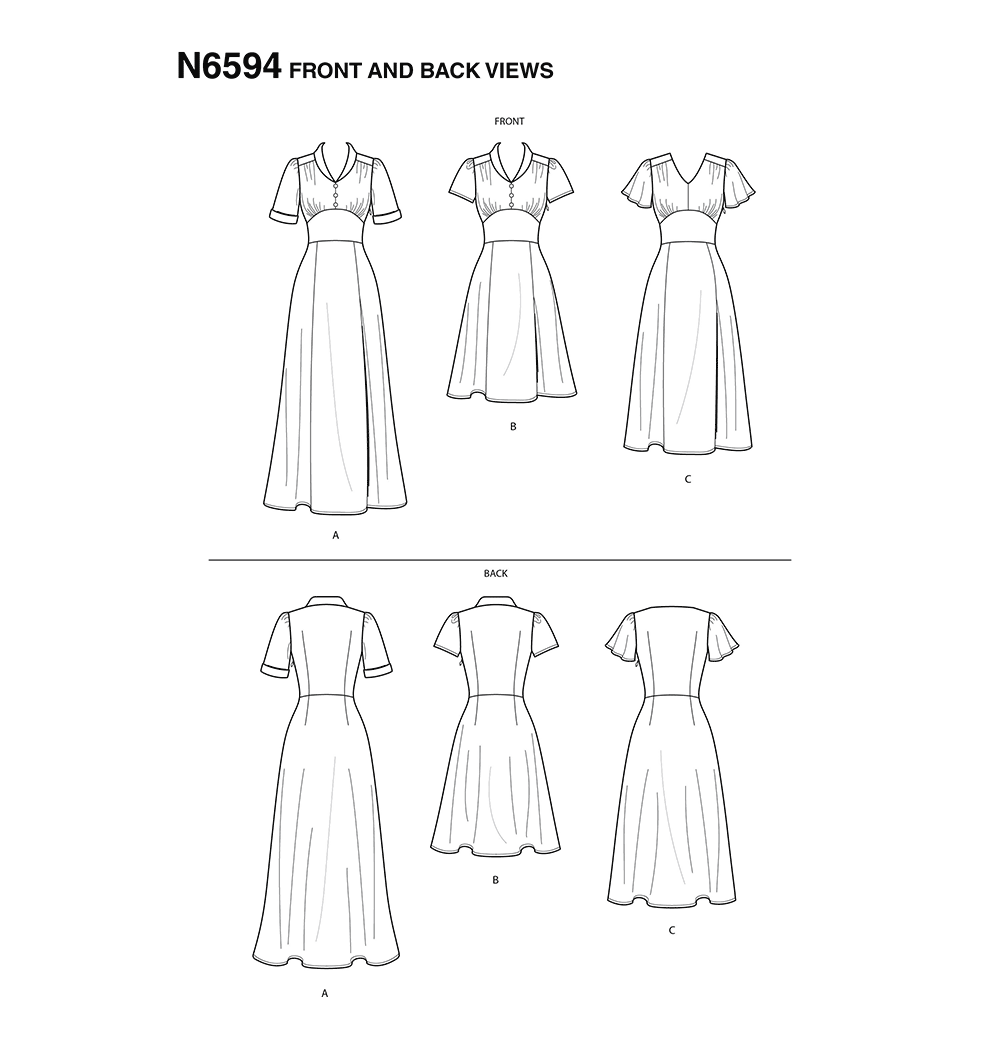 Patron New Look n°6594 - Robe moulante manches courtes