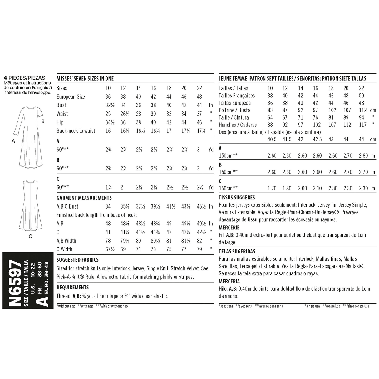 Patron New Look n°6597 - Robe longue