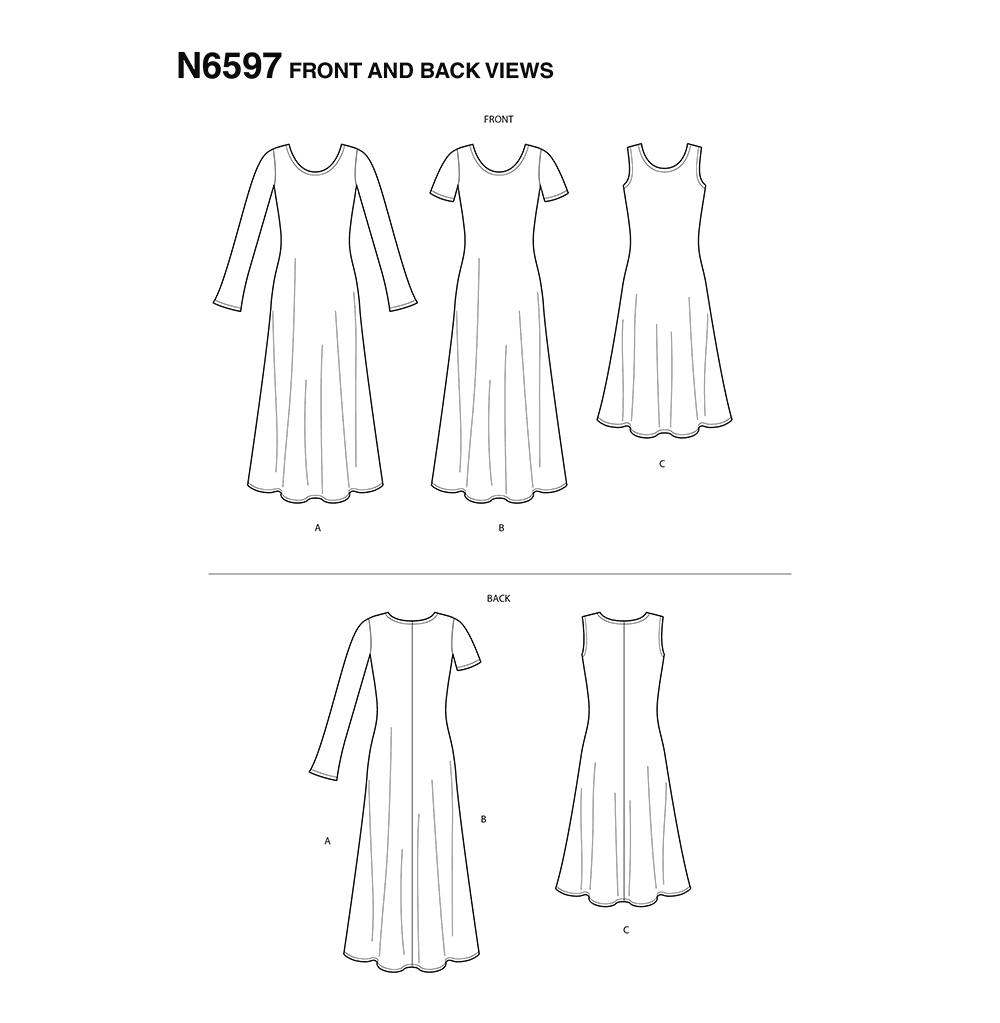 Patron New Look n°6597 - Robe longue