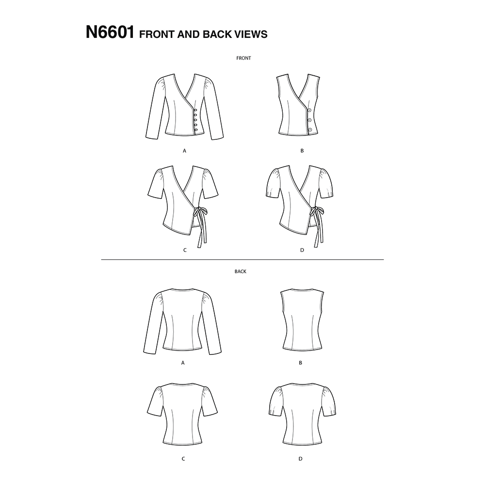 Patron New Look n°6601 - Haut cache-cœur féminin