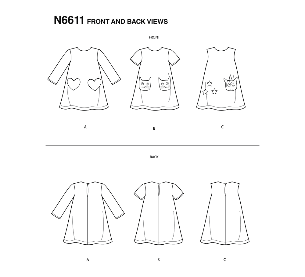 Patron New Look n°6611 - Robe trapèze pour fillette
