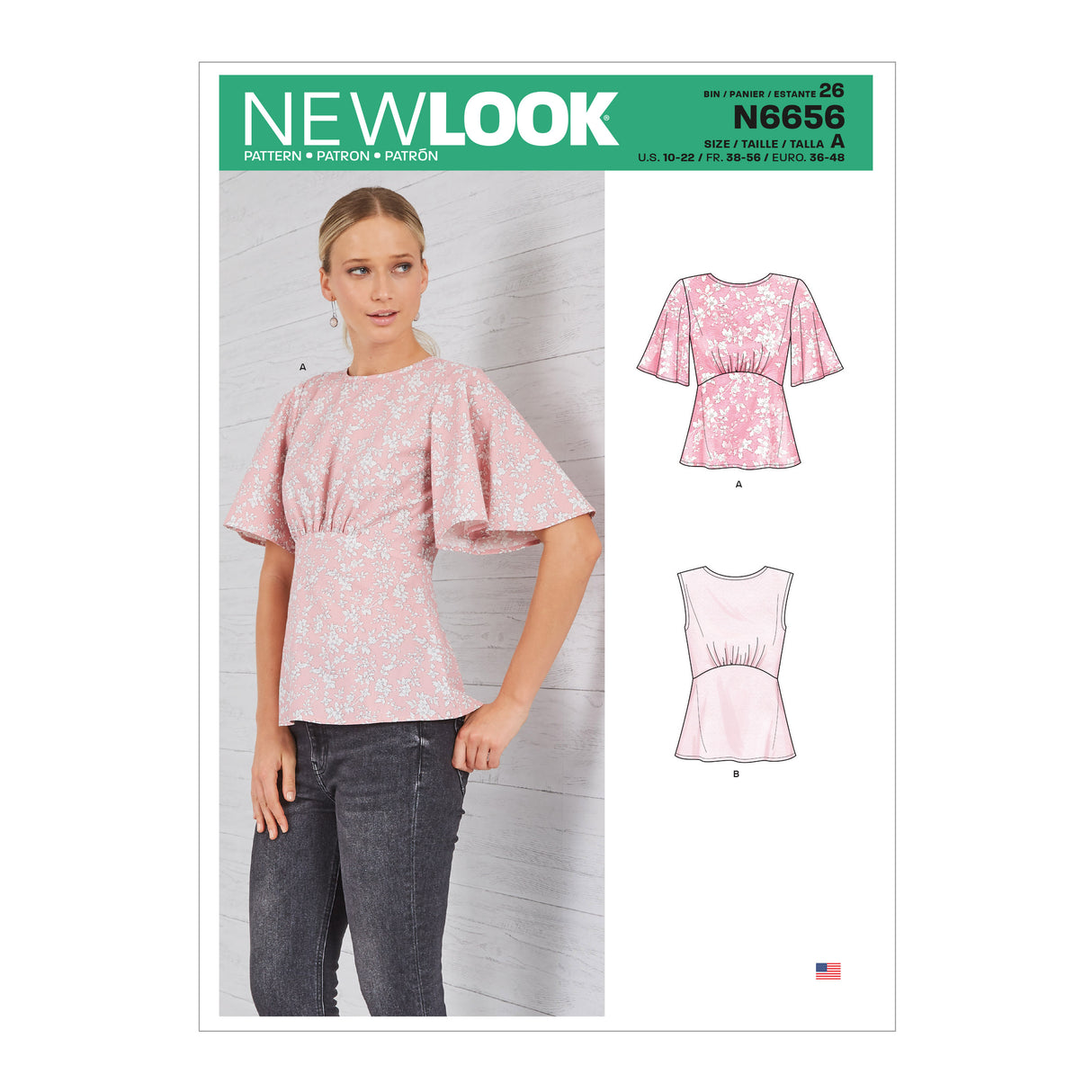 Patron New Look n°6656 - Haut femme avec ouverture dos