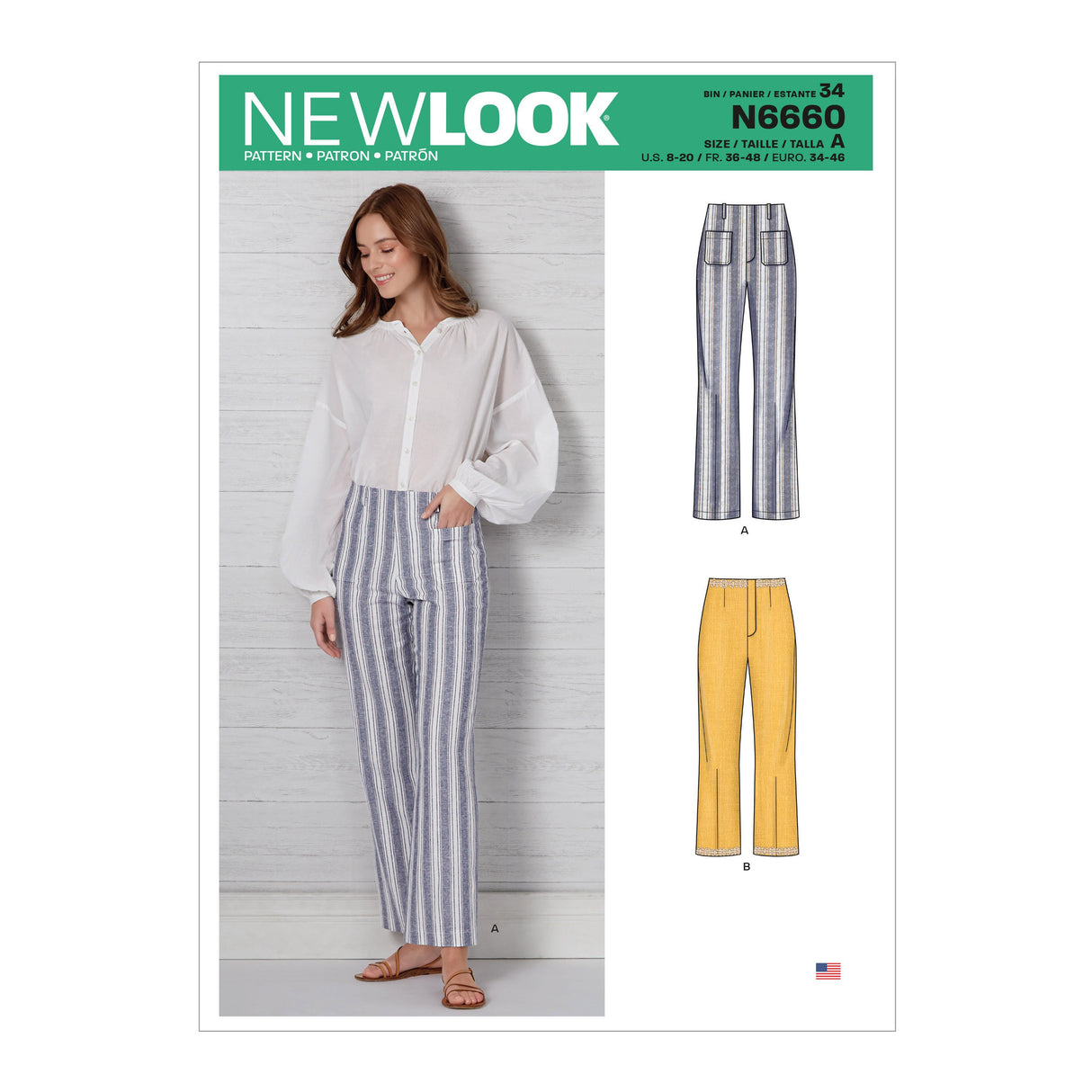 Patron New Look n°6660 - Pantalon évasé pour femme