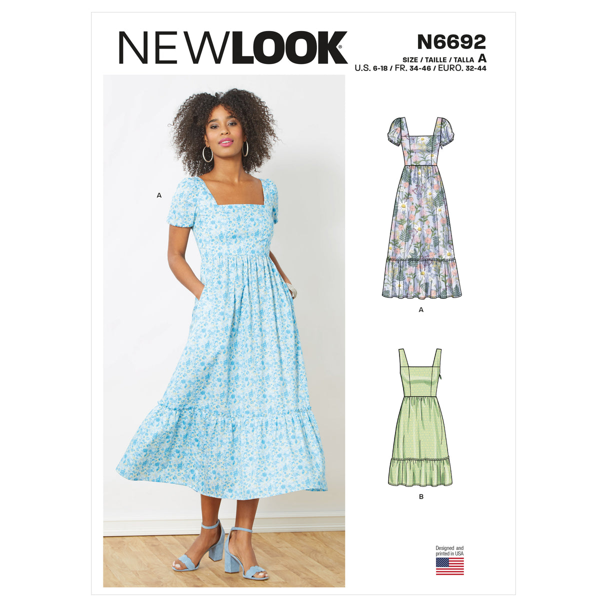 Patron New Look n°6692 - Robe dos smocké avec décolleté carré