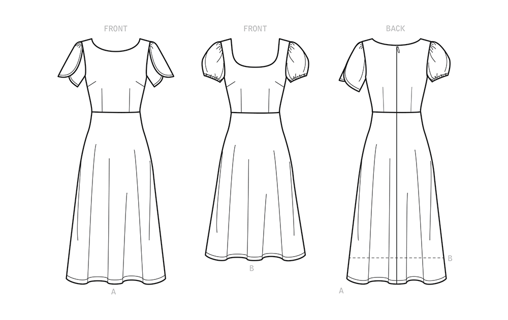 Patron New Look n°6693 - Robe cintrée avec variations de manches