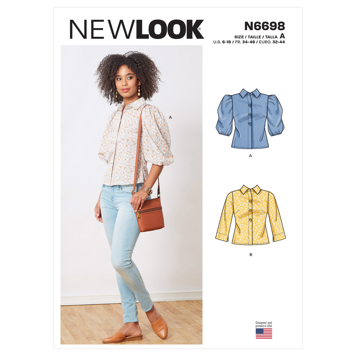 Patron New Look n°6698 - Blouse boutonnée avec variations de manches