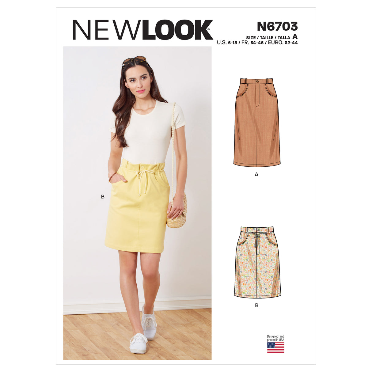 Patron New Look n°6703 - Jupe style jean avec poches