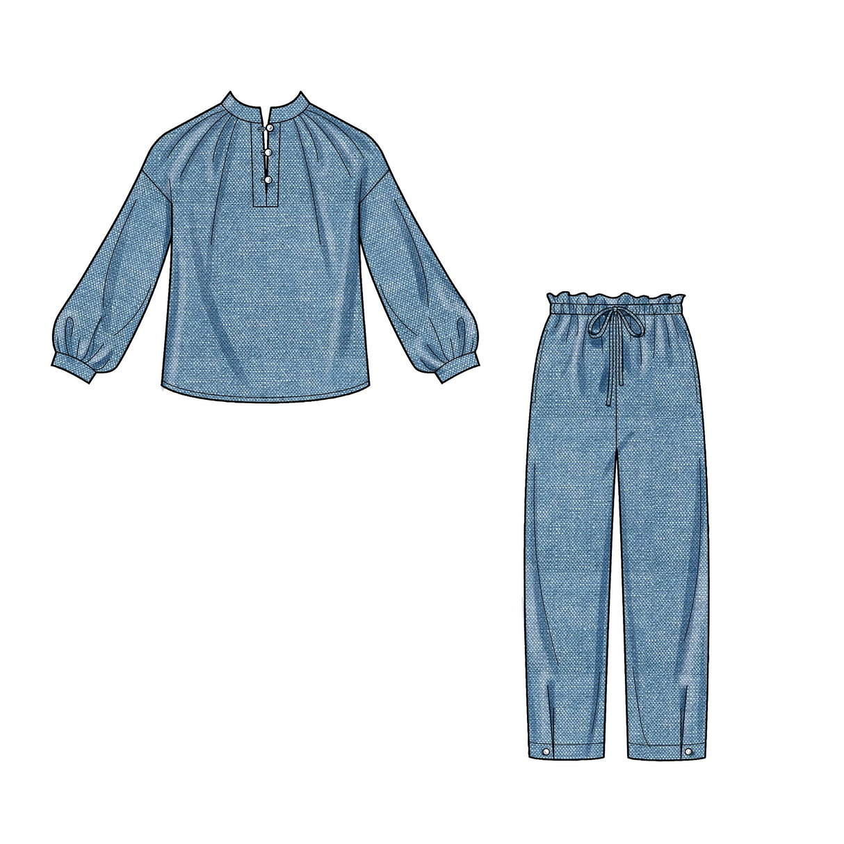 Patron New Look n°6704 - Ensemble blouse col montant et pantalon bouffant
