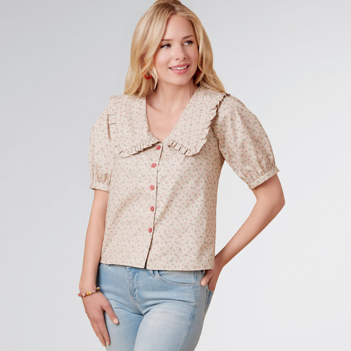 Patron New Look n°6707 - Chemisier femme avec ou sans col et manches bouffantes