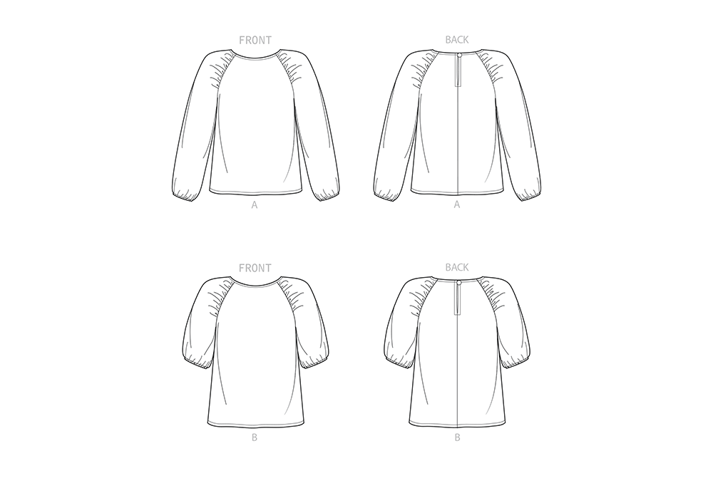 Patron New Look n°6708 - Top femme à manches raglan froncées