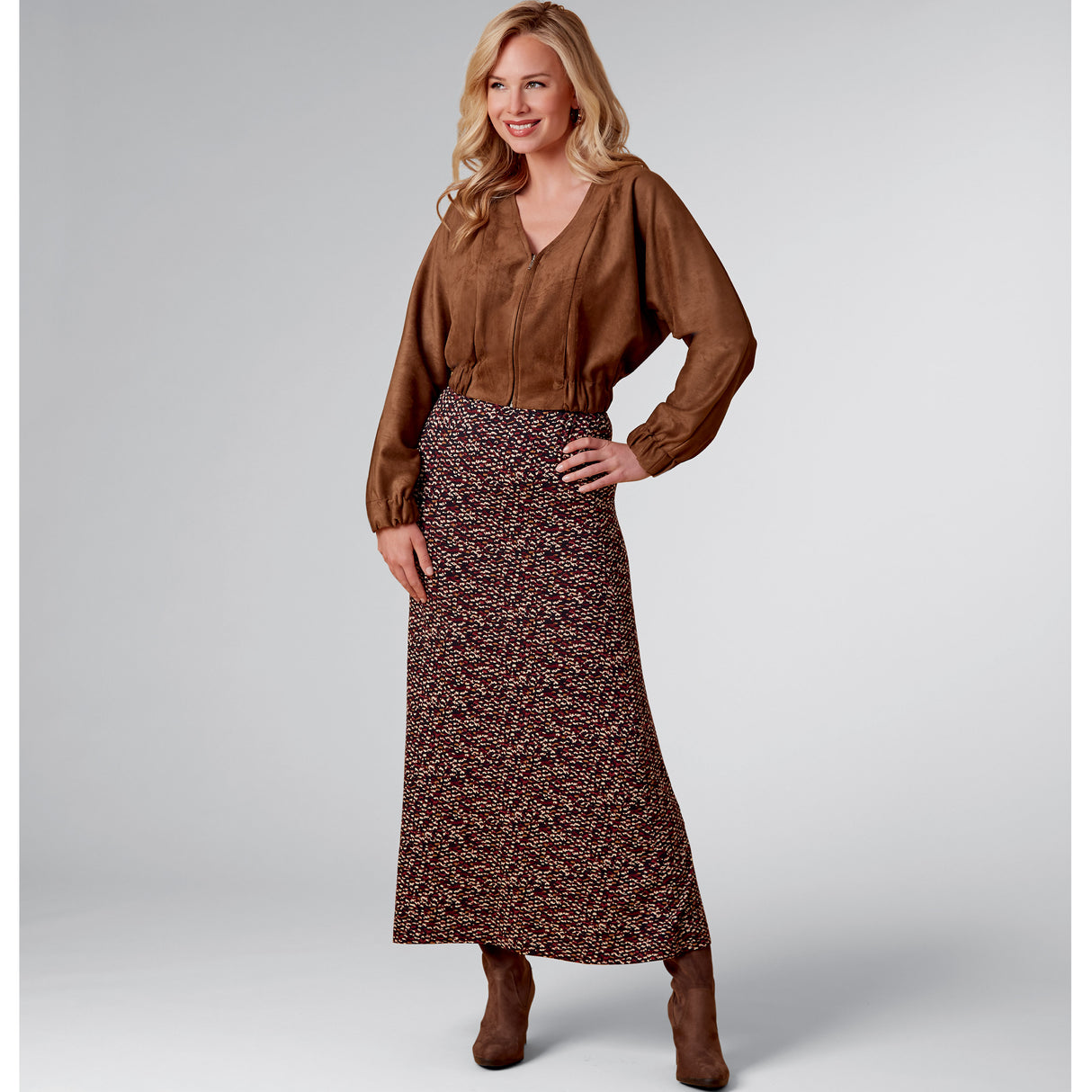 Patron New Look n°6710 - Ensemble veste zippée et jupe midi