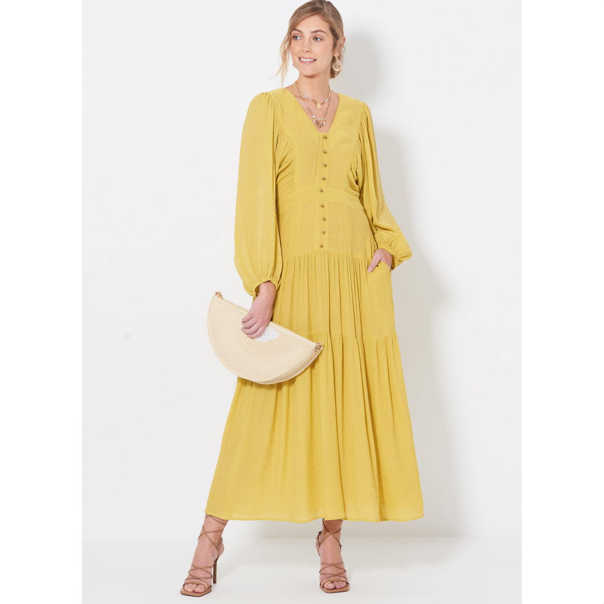 Patron New Look n°6718 - Robe longue avec décolleté en V