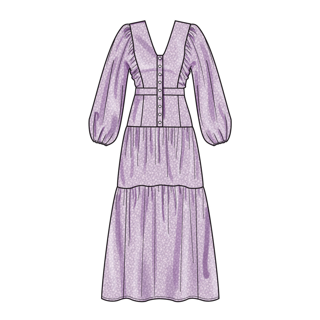 Patron New Look n°6718 - Robe longue avec décolleté en V