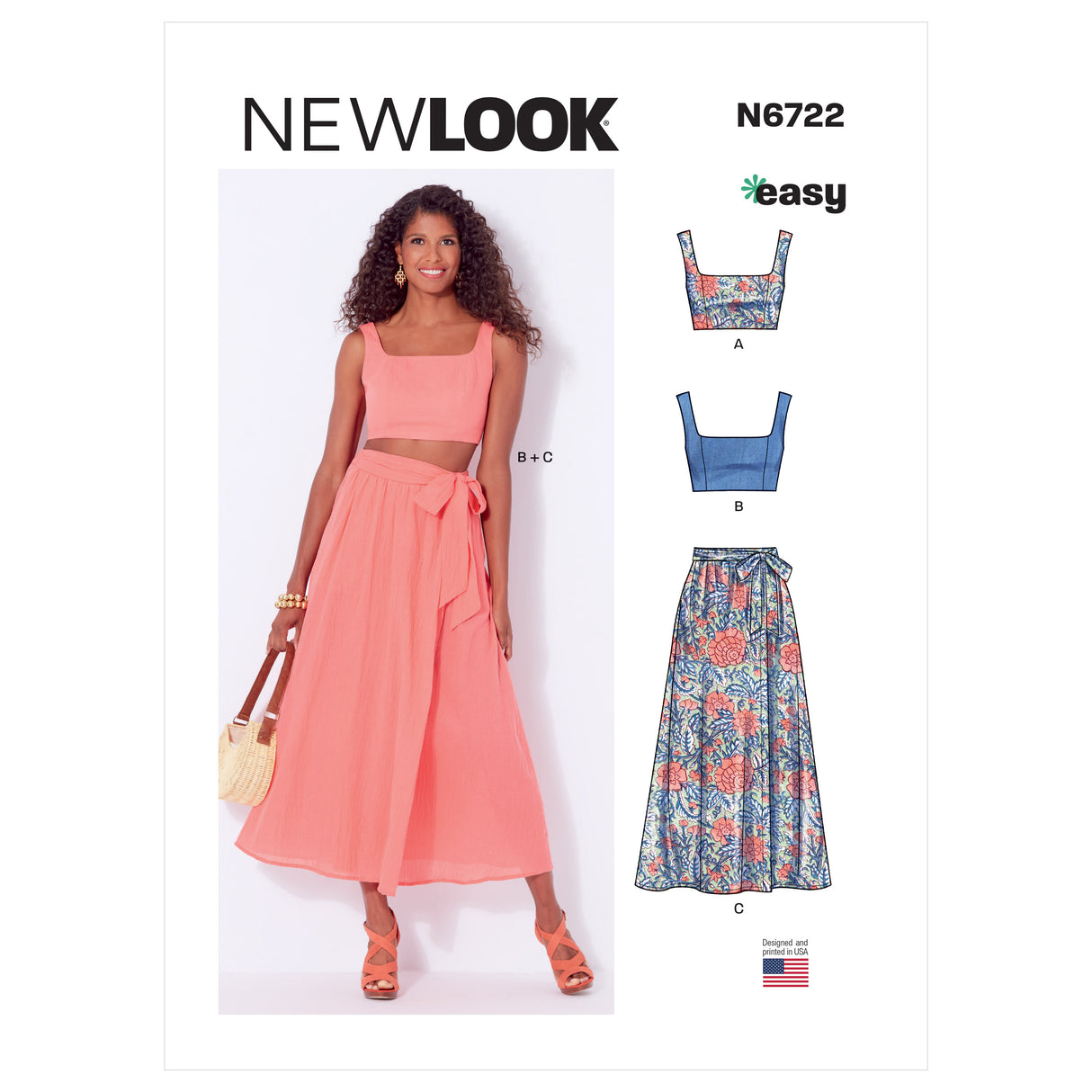 Patron New Look n°6722 - Ensemble jupe portefeuille et haut court