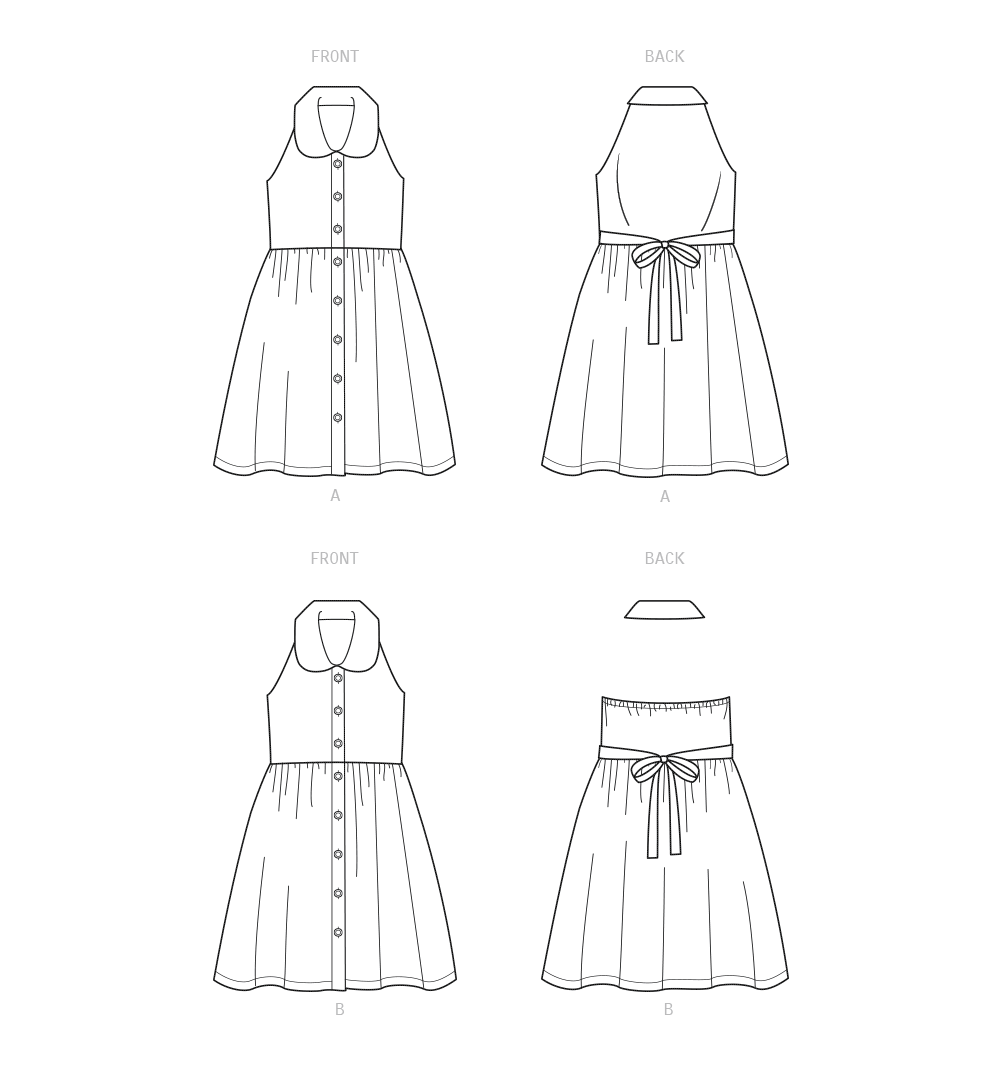 Patron New Look n°6727 - Robe pour fille avec col claudine