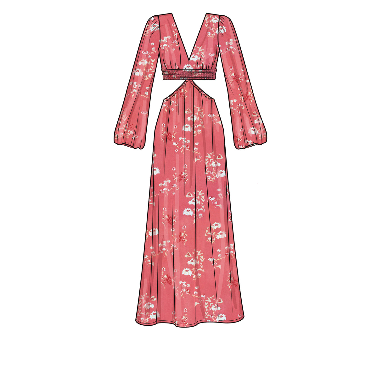 Patron New Look n°6729 - Robe longue avec décolleté plongeant