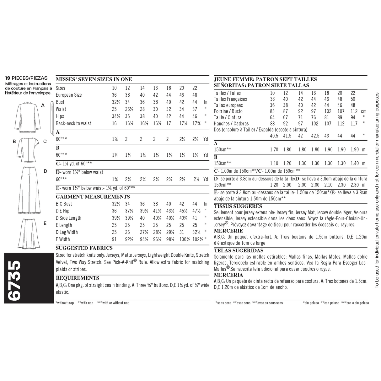 Patron New Look n°6735 - Ensemble féminin polyvalent