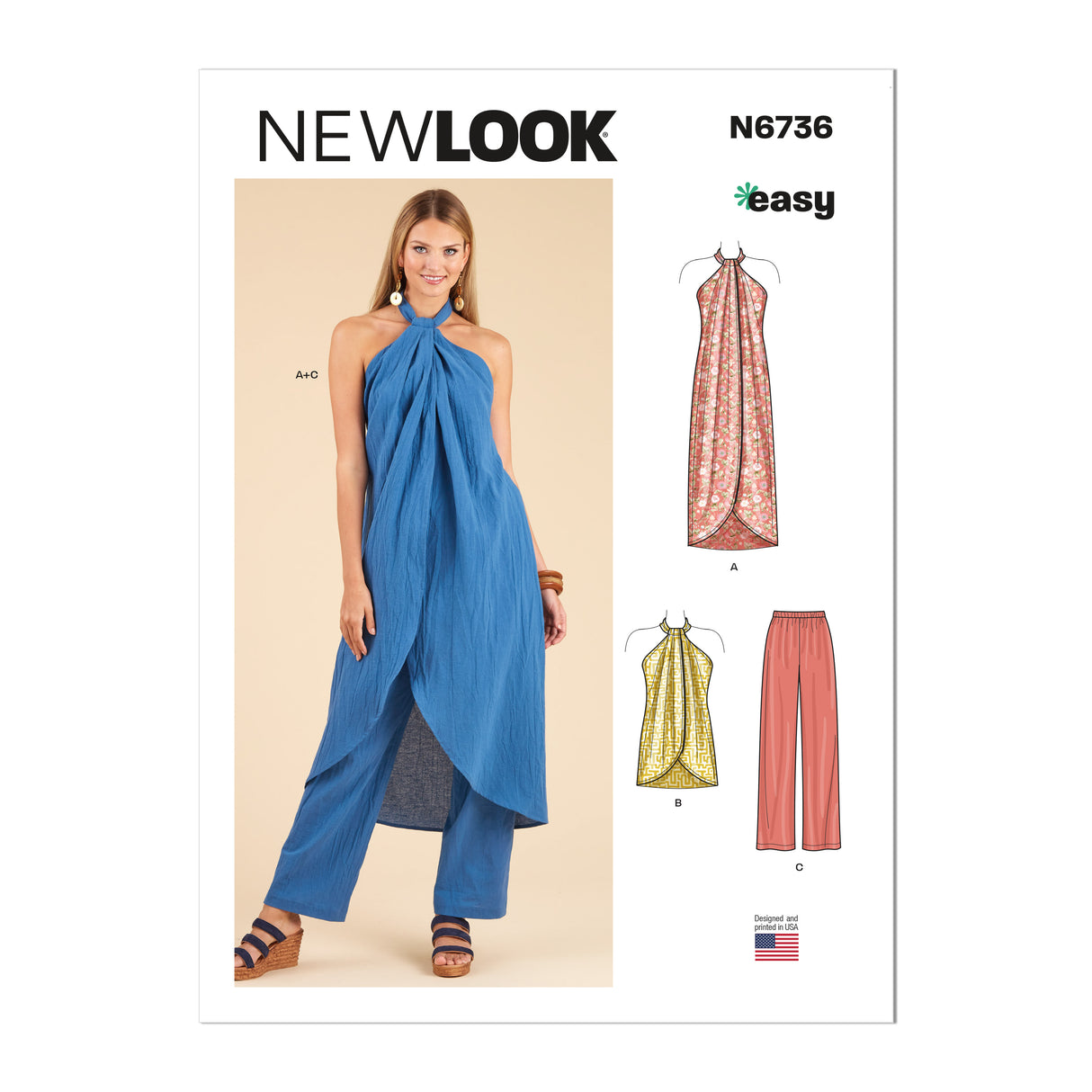 Patron New Look n°6736 - Hauts dos nu et pantalon décontracté