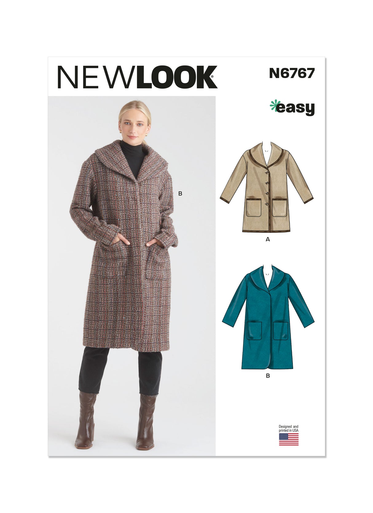 Patron New Look n°6767 – Manteau ample avec col châle